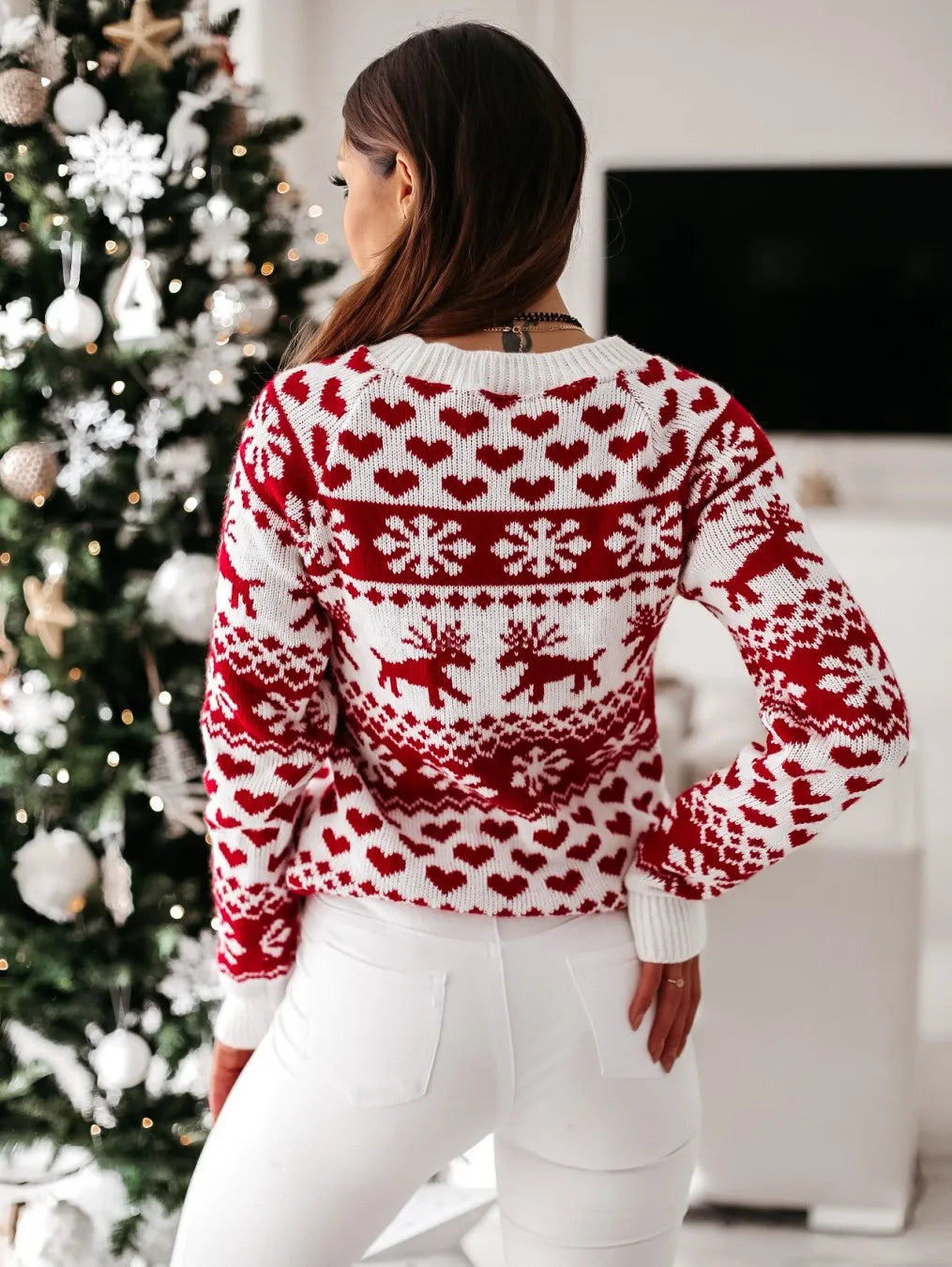 Valenzora - Hässlicher Weihnachtspullover - Klassisches Schneeflockenmotiv