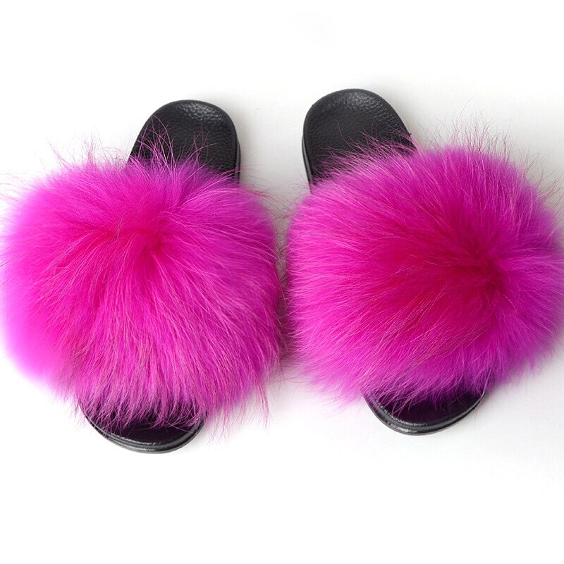 Valenzora | Real Fur Slide Sandals Slippers Flip Flops