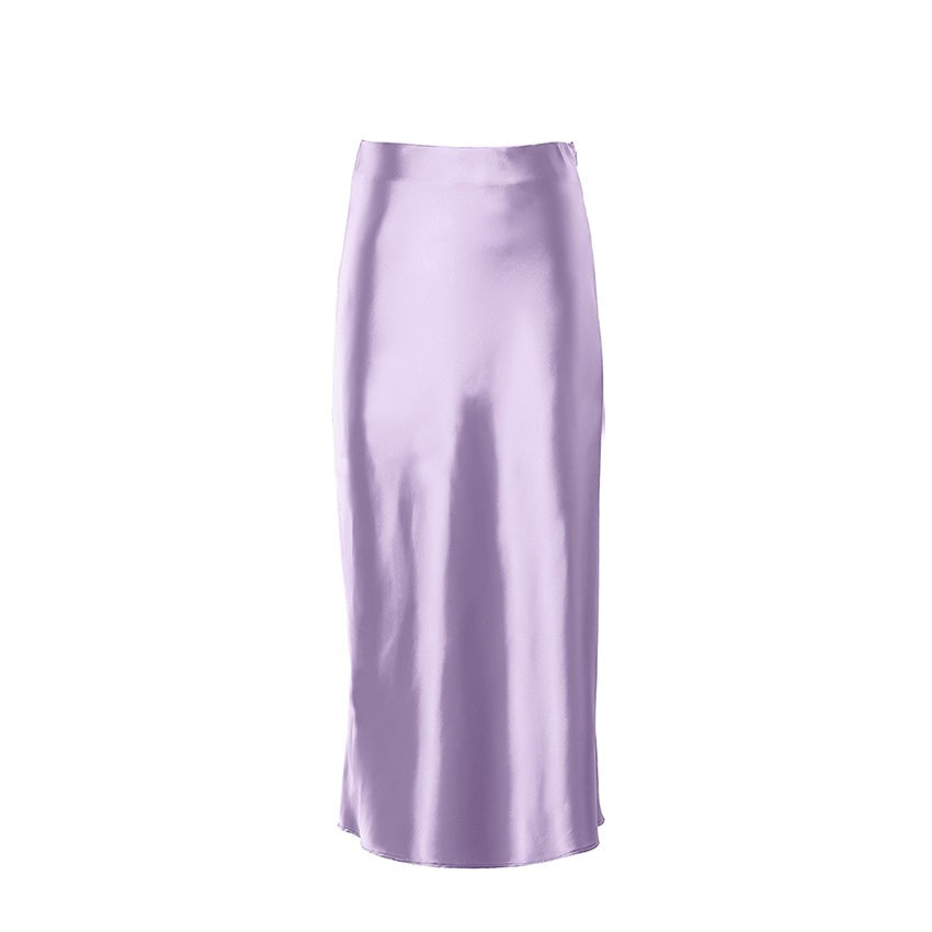 Valenzora | High-waisted long satin silk skirt for women