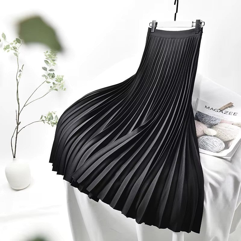 Valenzora | Satin Pleated Skirt High Waist