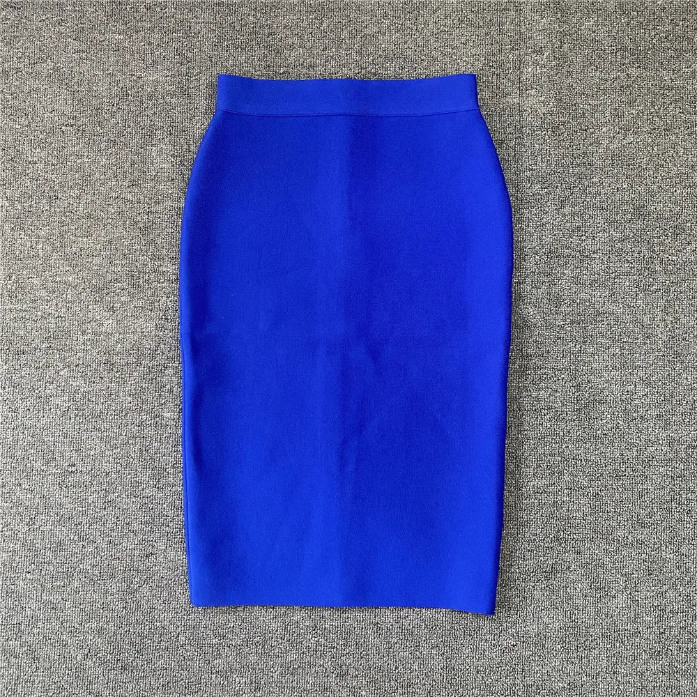 Valenzora | Women's New Rayon Bandage Skirt Elegant Pencil Skirt Famous Sexy Club Party Clothing Vintage Vestios