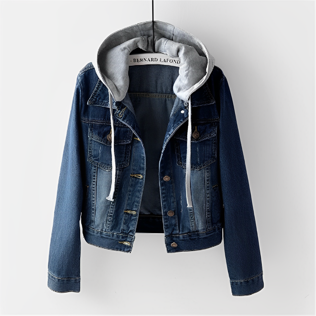 Valenzora | Long-sleeved denim jacket with detachable hood for women