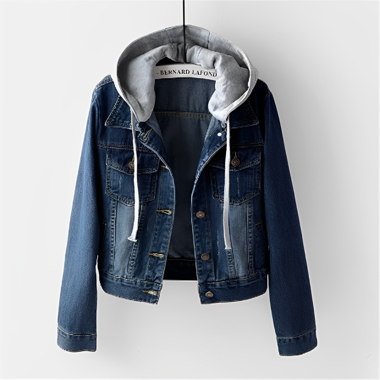Valenzora | Long-sleeved denim jacket with detachable hood for women