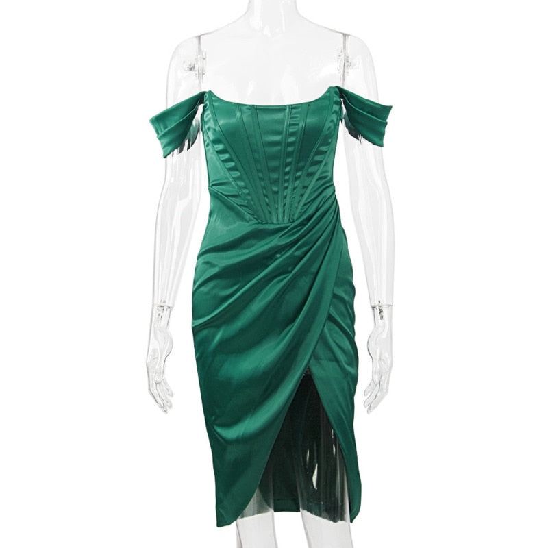 Valenzora - Knee-length, figure-hugging evening dress with straps