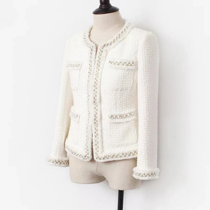 Valenzora | White Tweed Jacket For Women