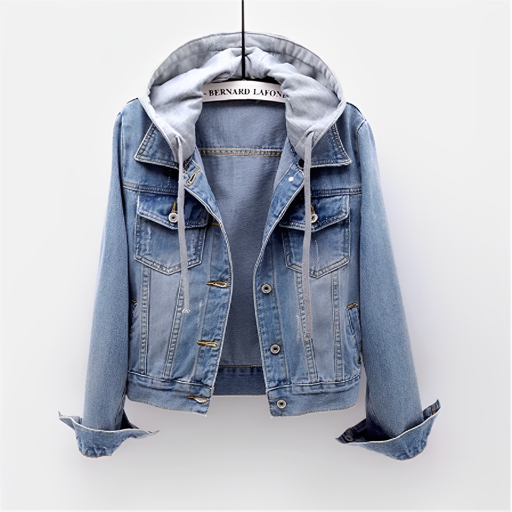 Valenzora | Long-sleeved denim jacket with detachable hood for women