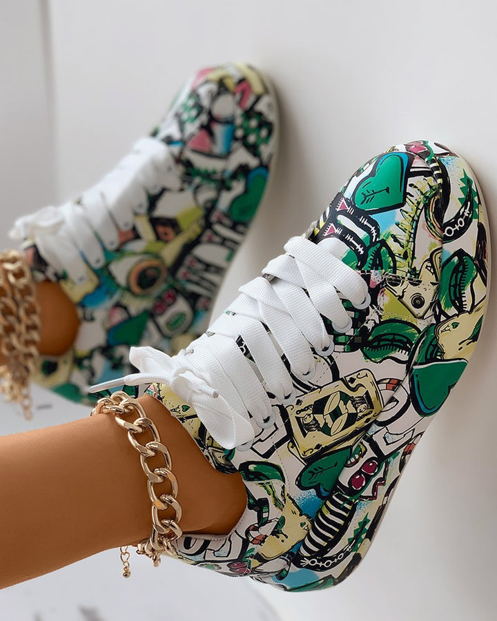 Valenzora | Lässige Sneaker im Graffiti-Stil für Damen