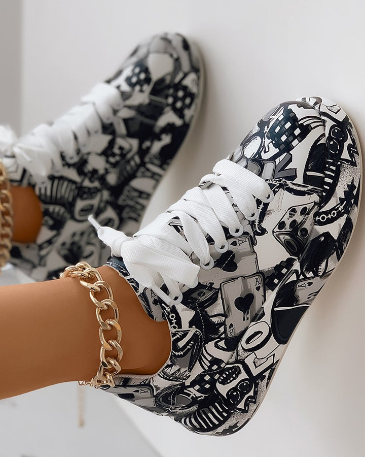 Valenzora | Lässige Sneaker im Graffiti-Stil für Damen