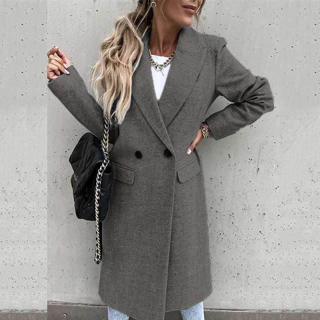 Fashion Long Collar Wool Coat