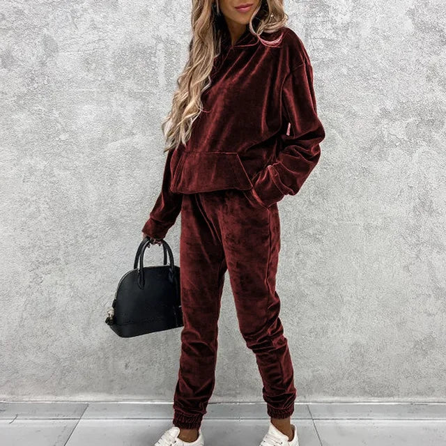 Valenzora | Luxury Velvet Jumper and Jogging Pants Set