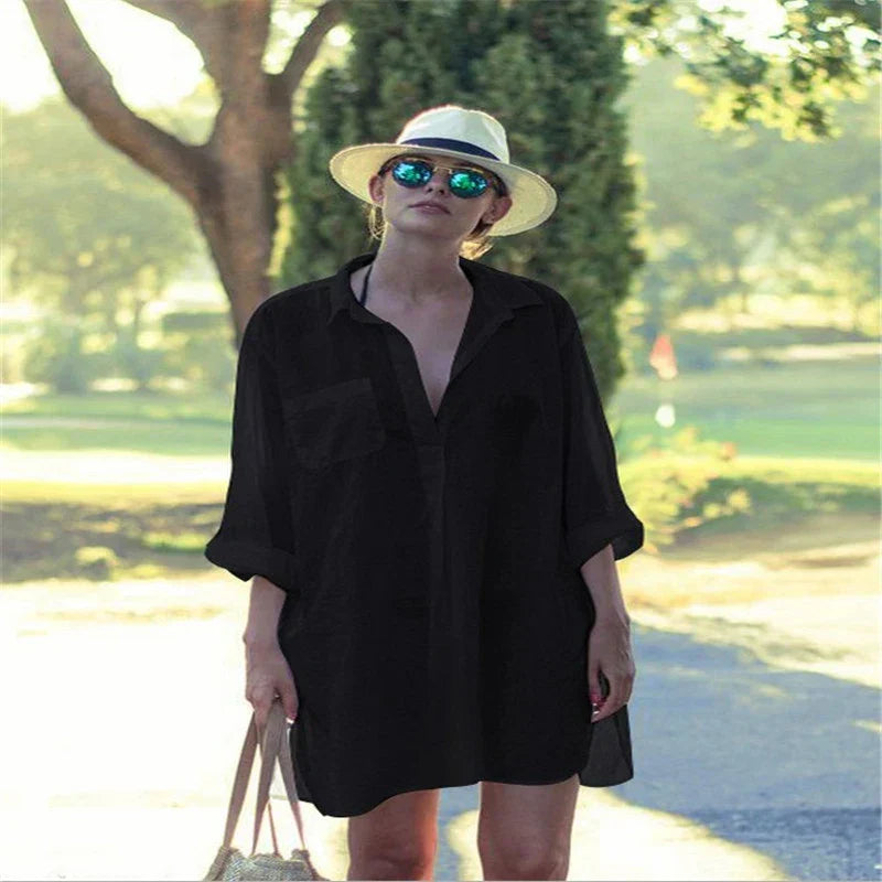 Valenzora-Tasche Swimsuit Cover Up Hollowed-out T-Shirt