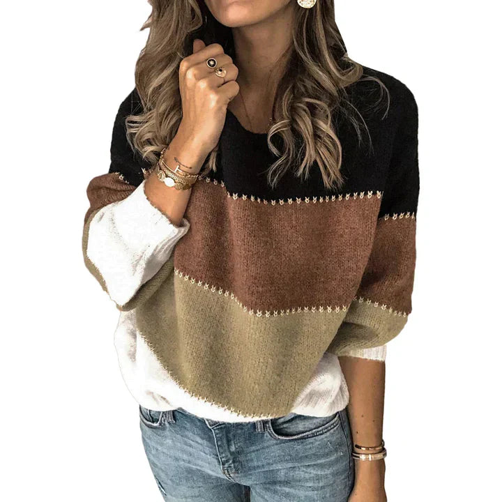 Valenzora Gestreifter Langarmpullover