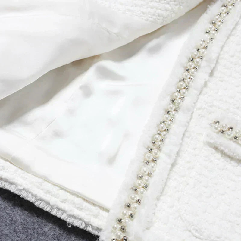 Valenzora | White Tweed Jacket For Women