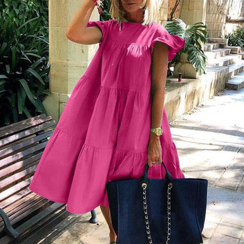 cropped midi dress with flared skirt