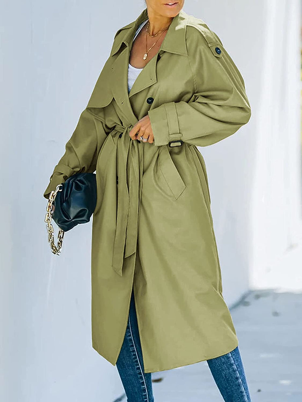 Valenzora All-Weather Equipment | Women's Double-Breasted Raincoat with Belt and Classic Lapel