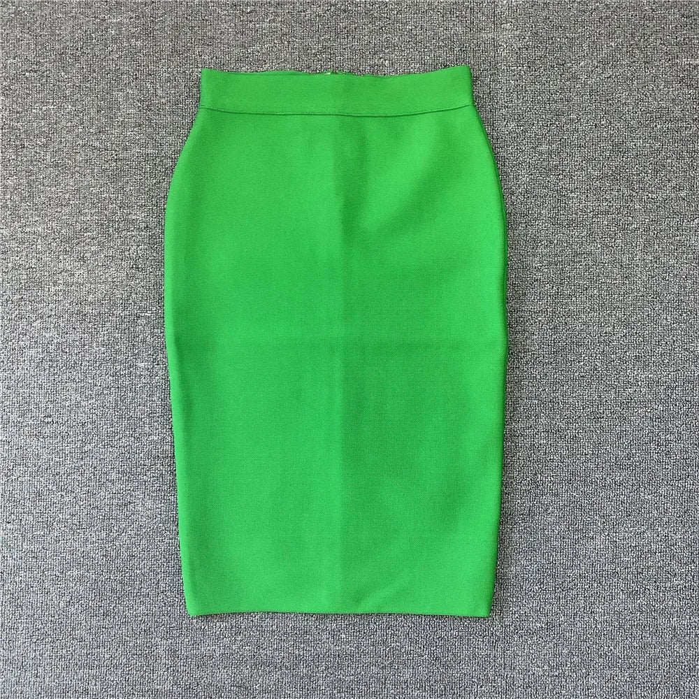 Valenzora | Women's New Rayon Bandage Skirt Elegant Pencil Skirt Famous Sexy Club Party Clothing Vintage Vestios