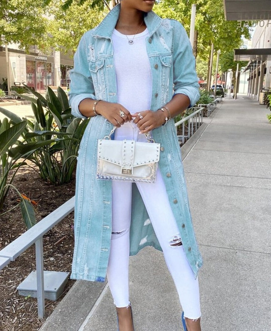 Valenzora - Long women's denim jacket