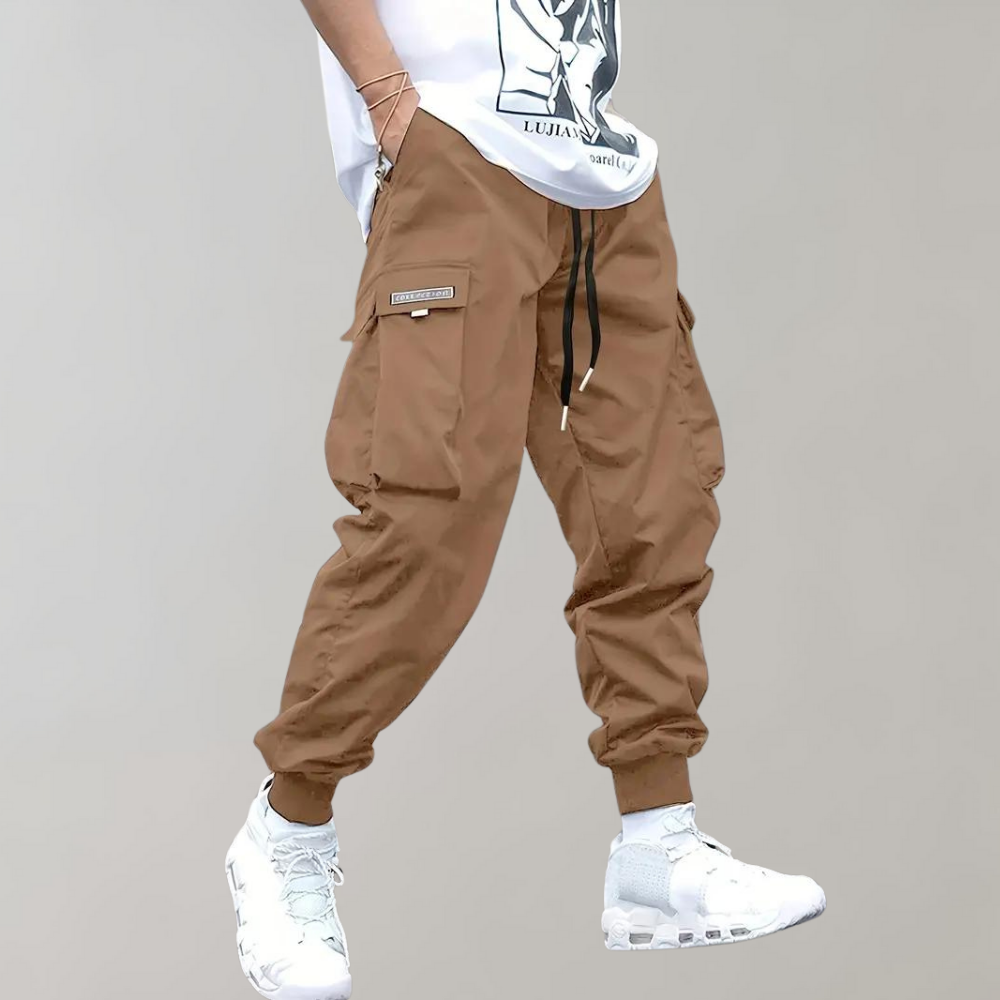 Valenzora | Loose-fitting cargo pants with adjustable drawstring and multiple pockets