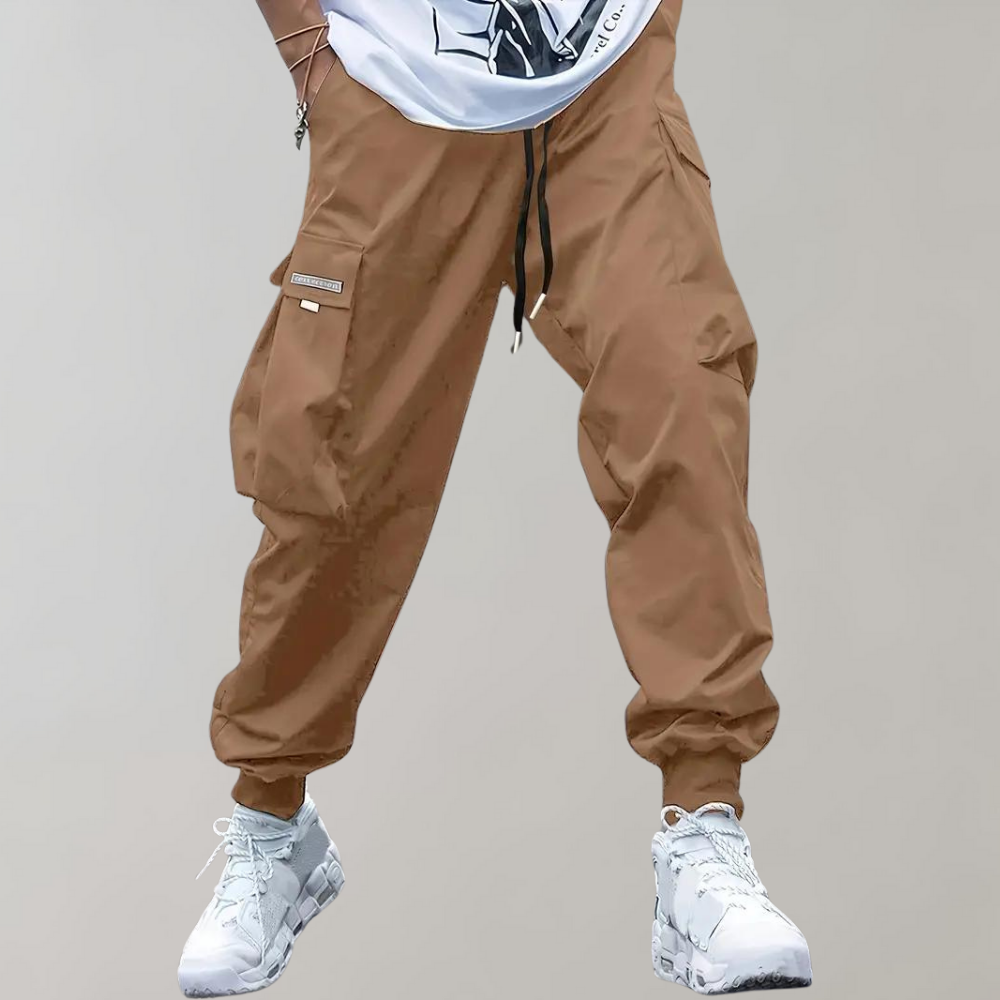 Valenzora | Loose-fitting cargo pants with adjustable drawstring and multiple pockets