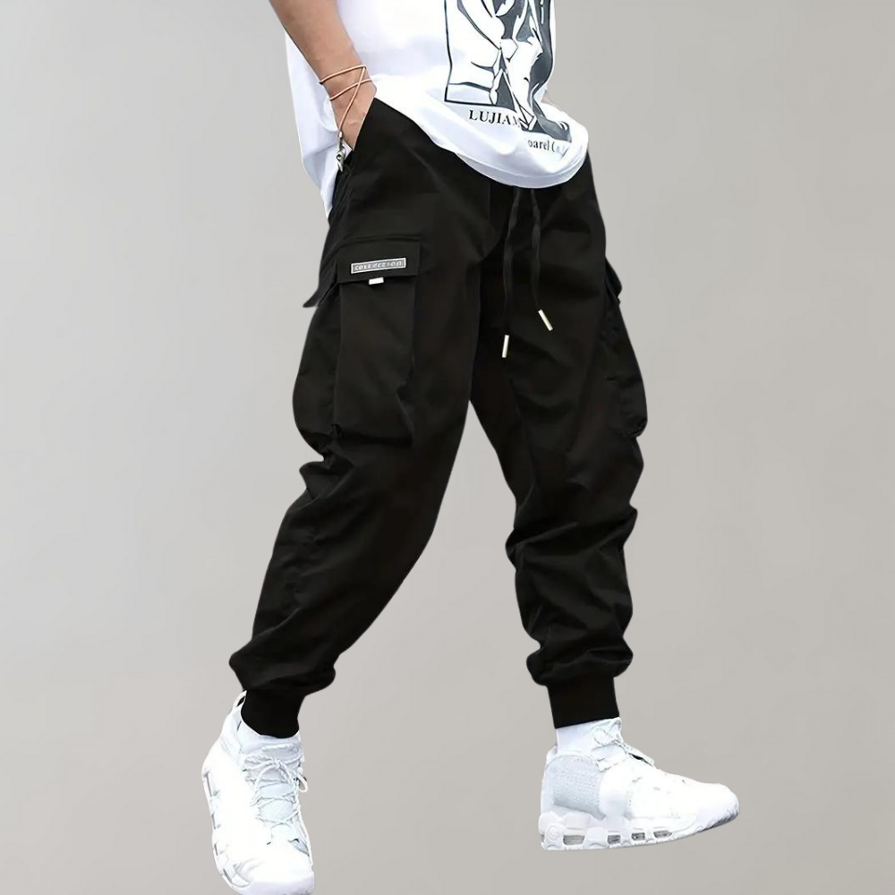 Valenzora | Loose-fitting cargo pants with adjustable drawstring and multiple pockets