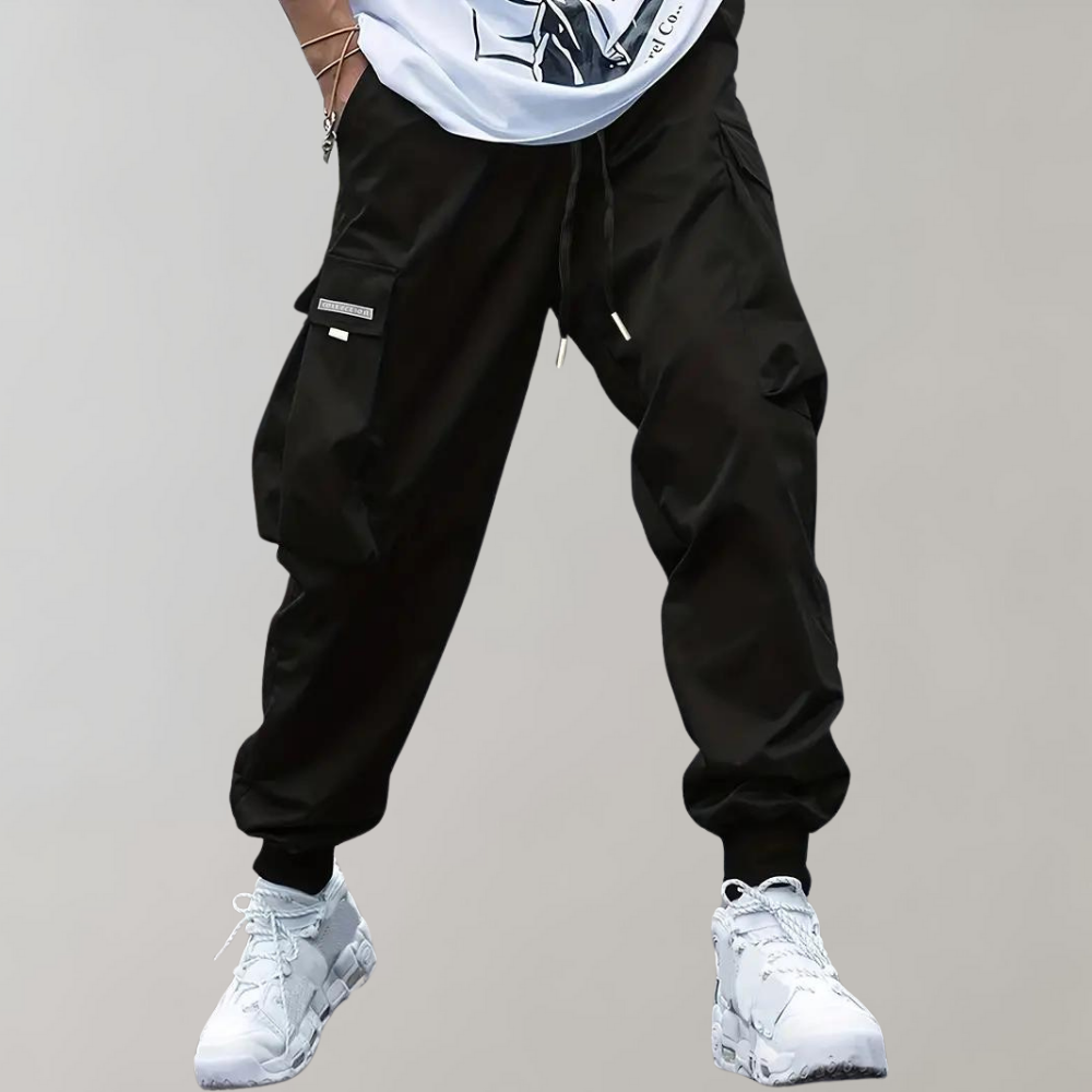 Valenzora | Loose-fitting cargo pants with adjustable drawstring and multiple pockets