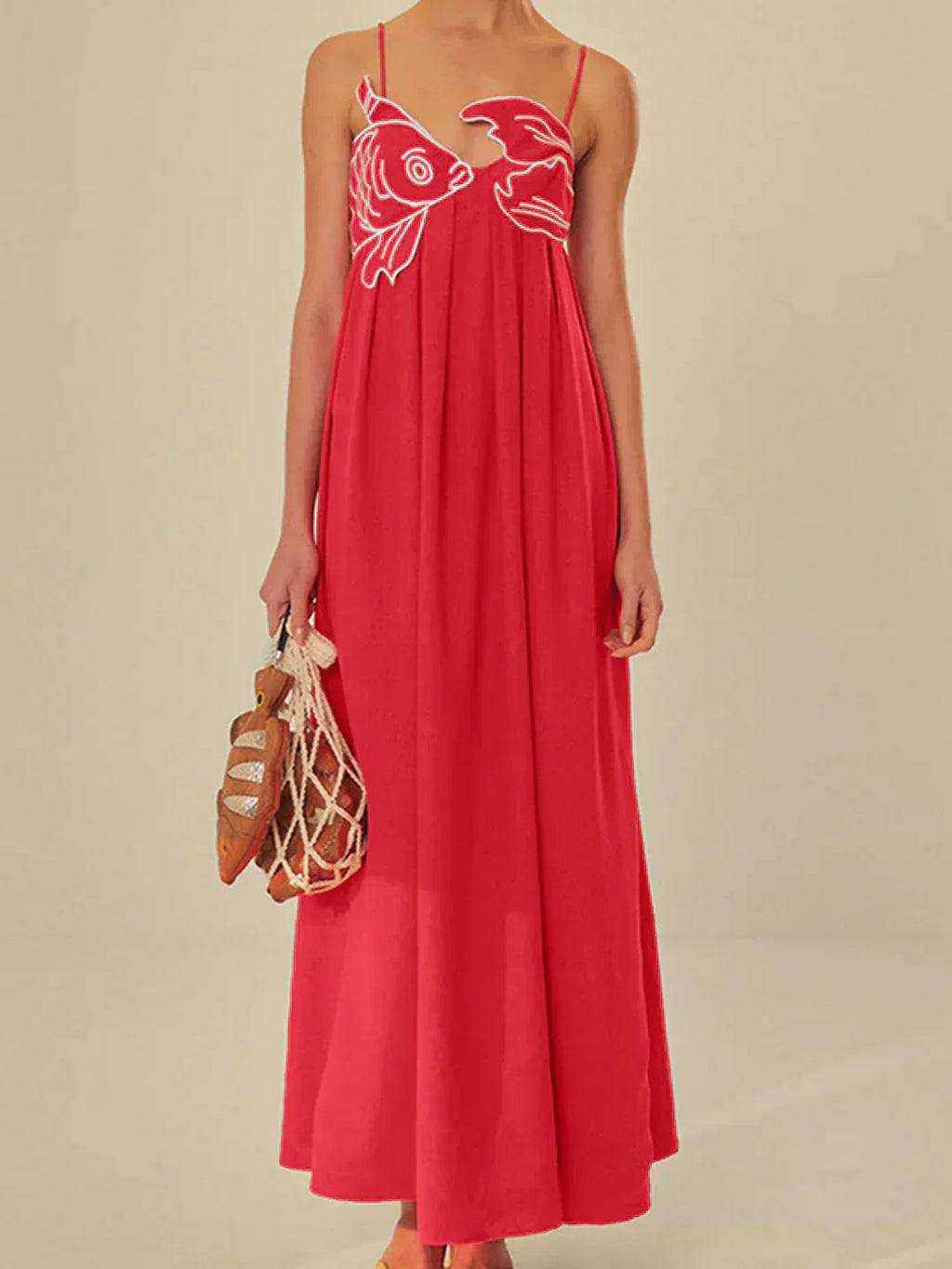 Valenzora | Fisch-Spaghetti-Träger-Midikleid