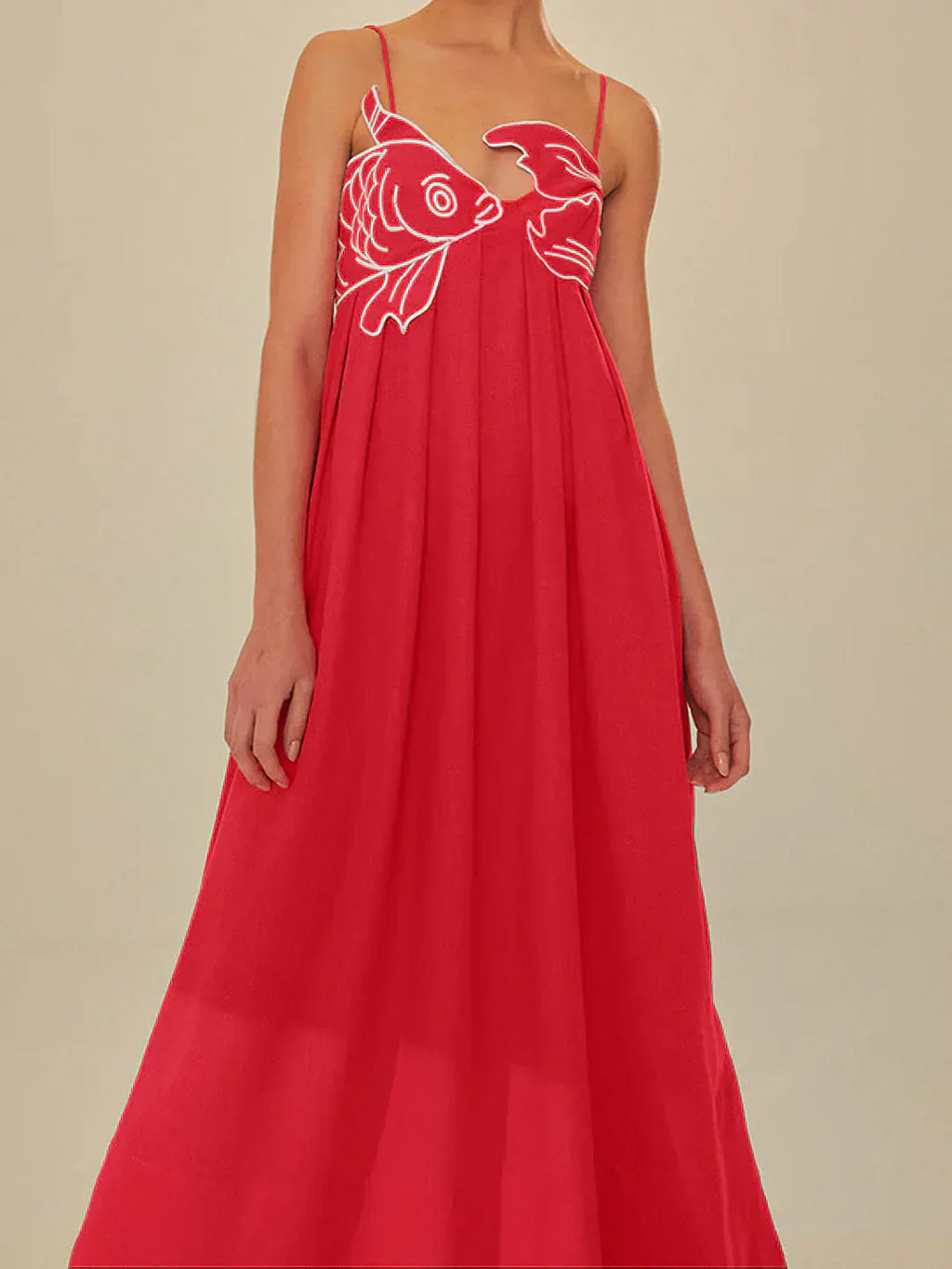 Valenzora | Fisch-Spaghetti-Träger-Midikleid