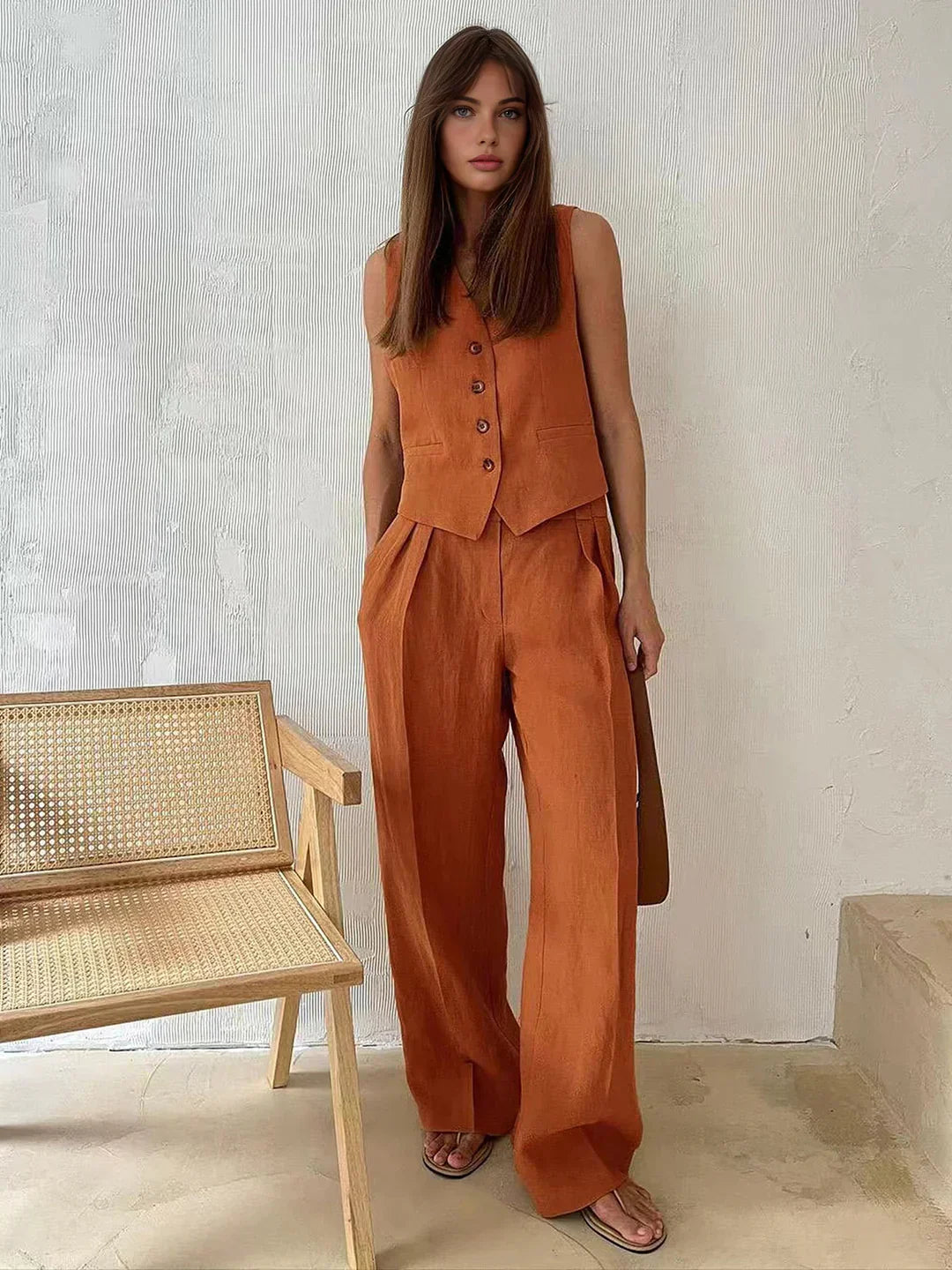 Valenzora | Stylish cotton and linen trouser set