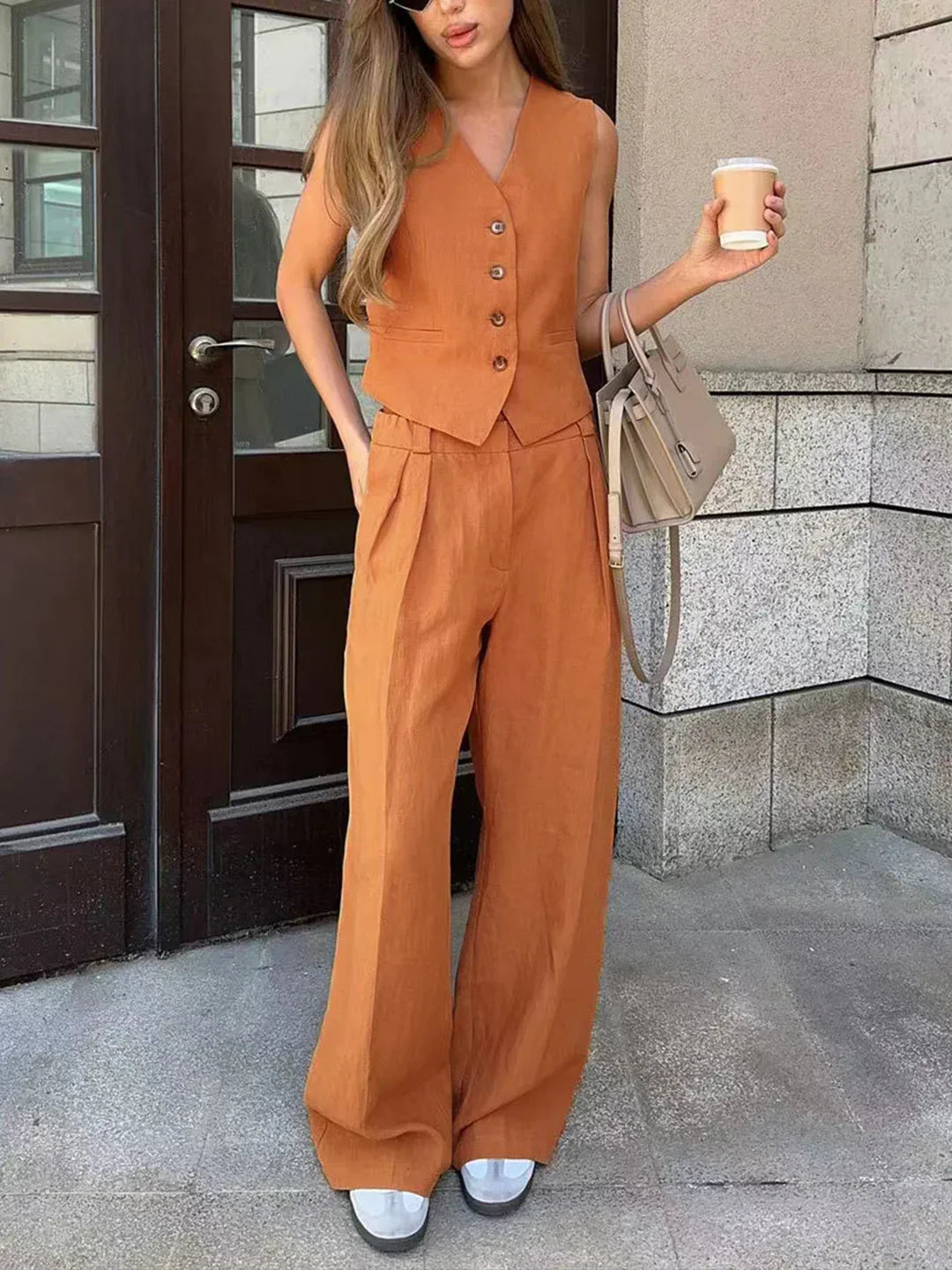 Valenzora | Stylish cotton and linen trouser set