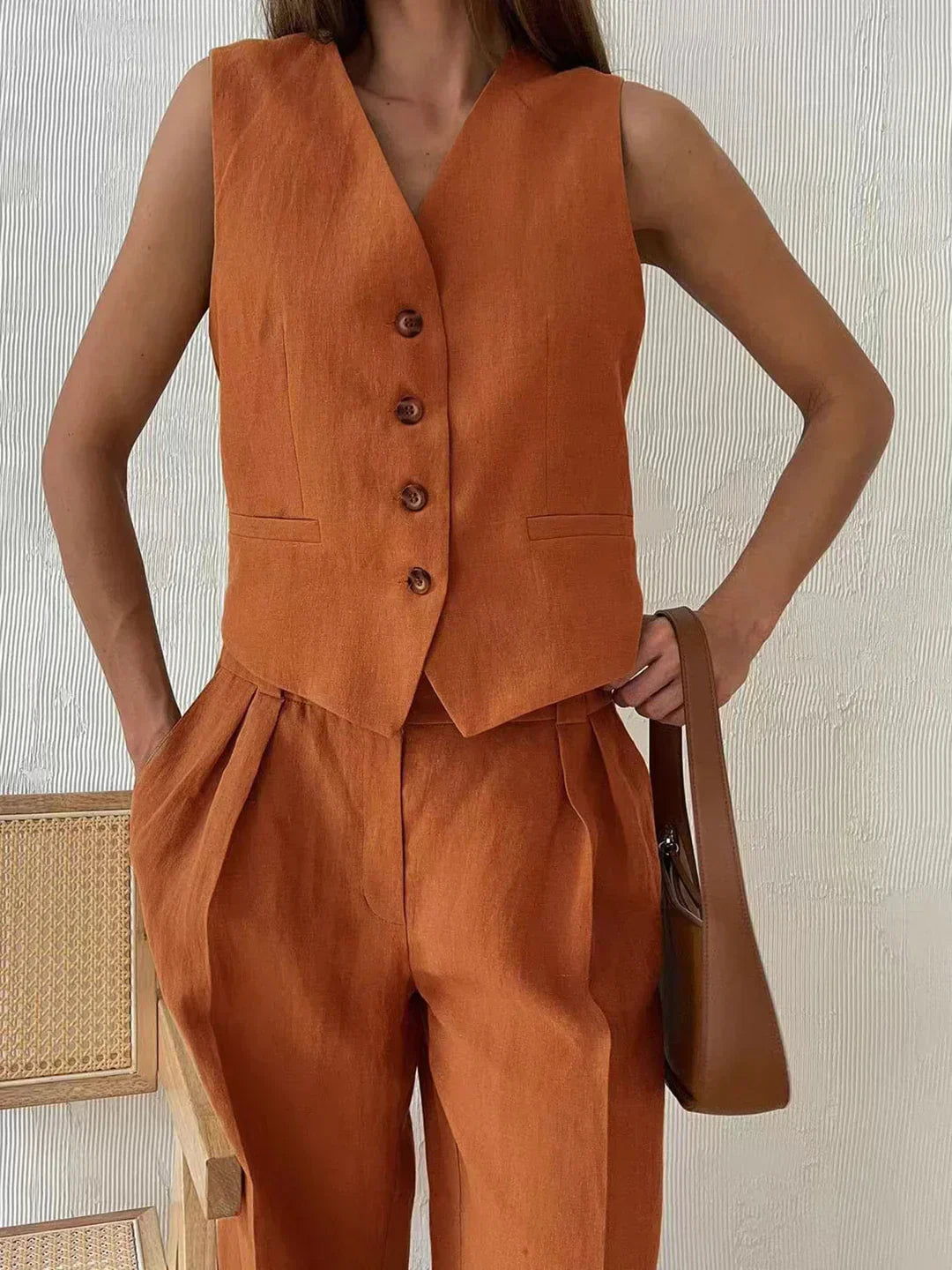 Valenzora | Stylish cotton and linen trouser set