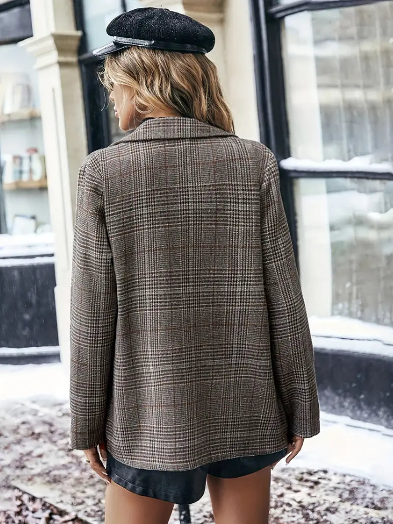 Valenzora | Checkered blazer in brown check