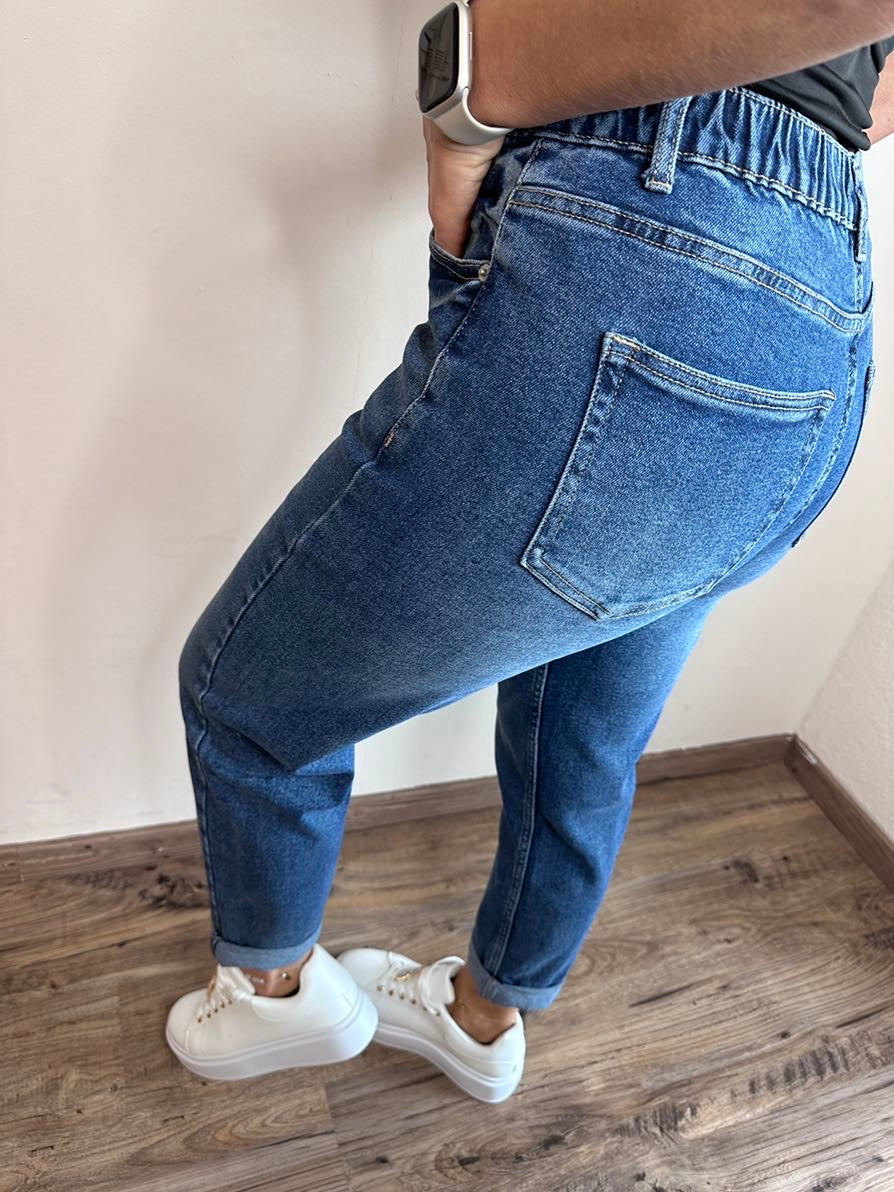 Valenzora Jeans mit Gummizugbund, dunkelblau