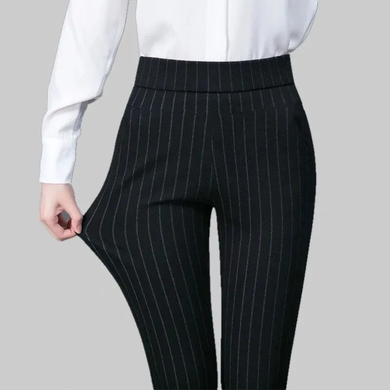 Valenzora Freizeithose | Elegante Damen-Hose mit hohem Bund und Streifen