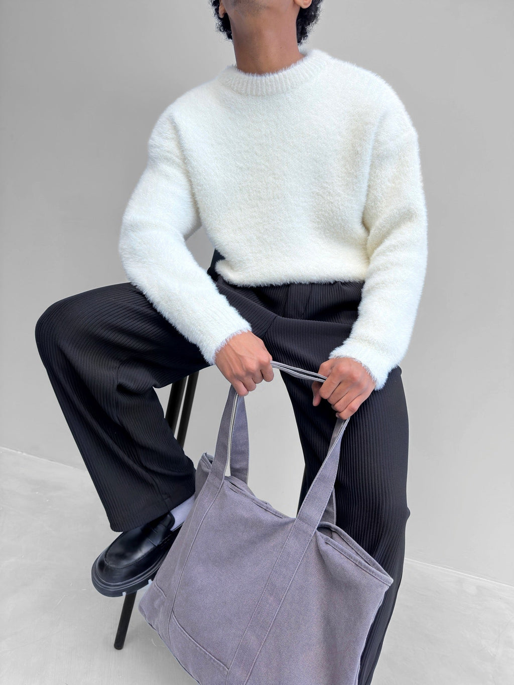 Valenzora | Luxuriöser flauschiger Strickpullover in Ecru