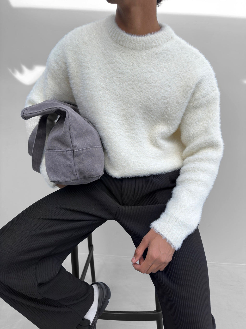 Valenzora | Luxuriöser flauschiger Strickpullover in Ecru