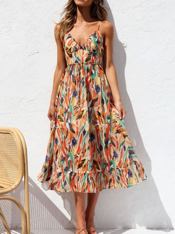 Valenzora | Damenkleid mit Blumenmuster und Rüschen