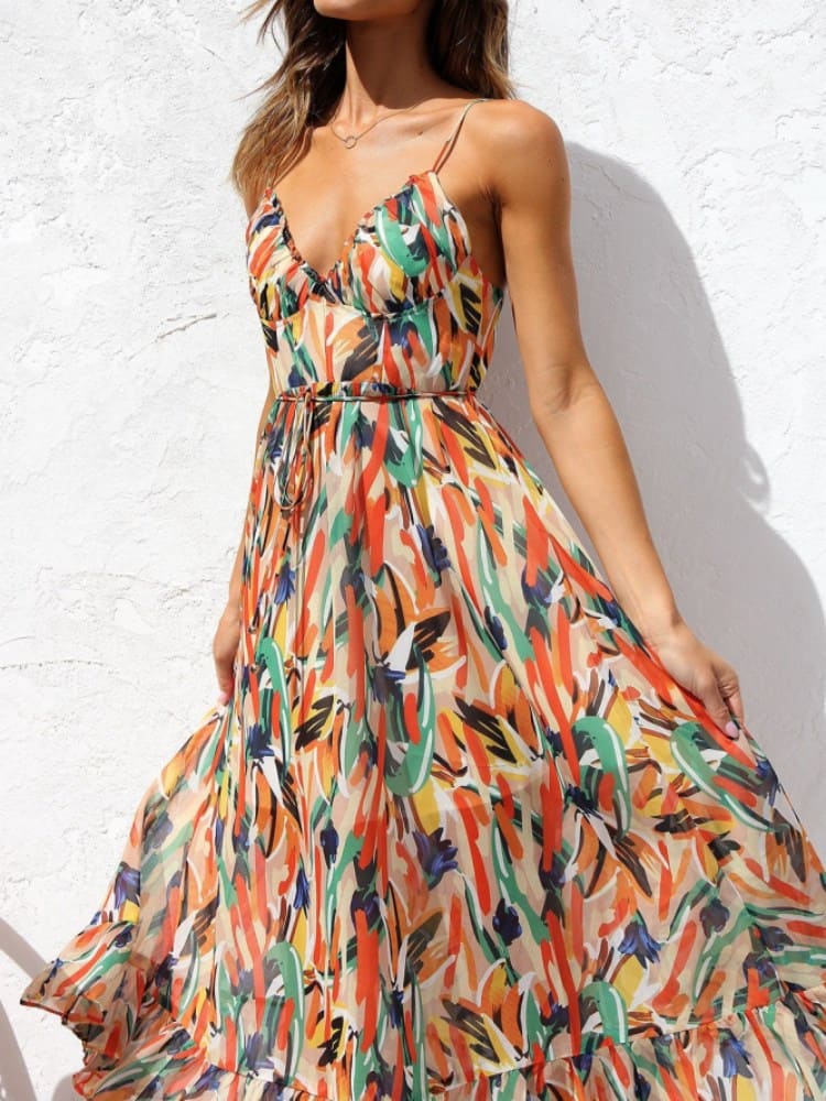 Valenzora | Damenkleid mit Blumenmuster und Rüschen