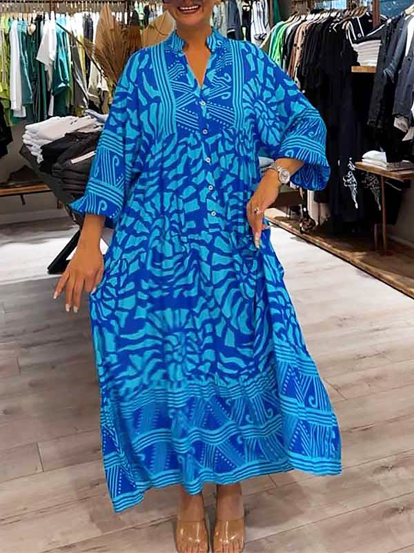 Valenzora | Stylish Maxi Dress with Swirl and Zigzag Pattern for Women