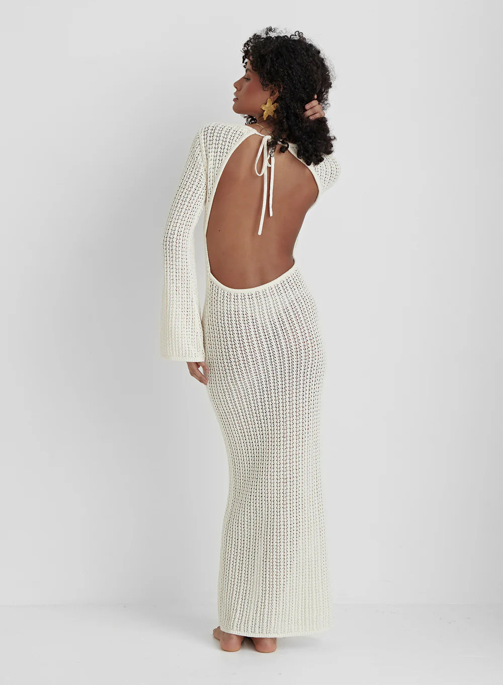 Valenzora | Backless Knit Dress Beige