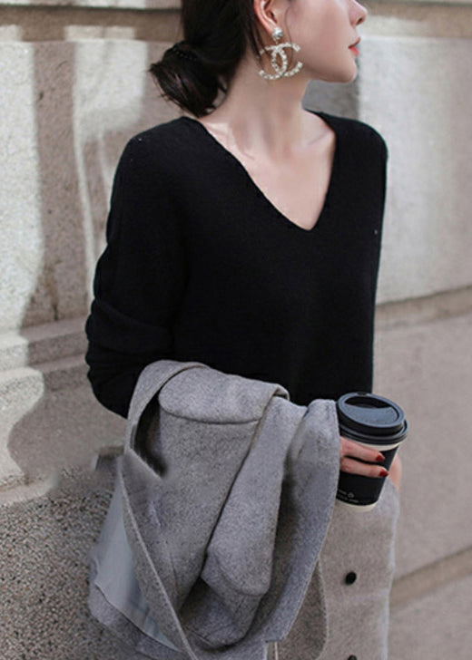 Noemi™ - Italian Rose V-Neck Warm Wool Knit Top Autumn