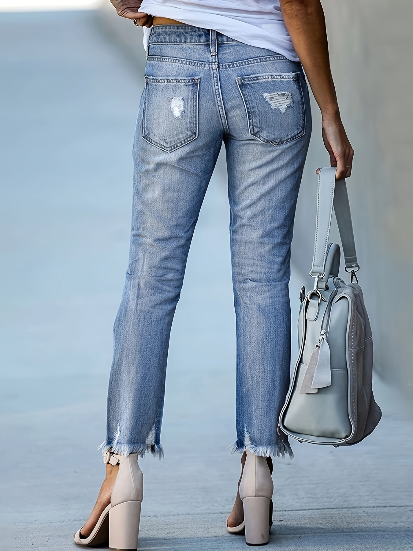Valenzora | Trendy Ripped Jeans with High Waist and Straight Legs