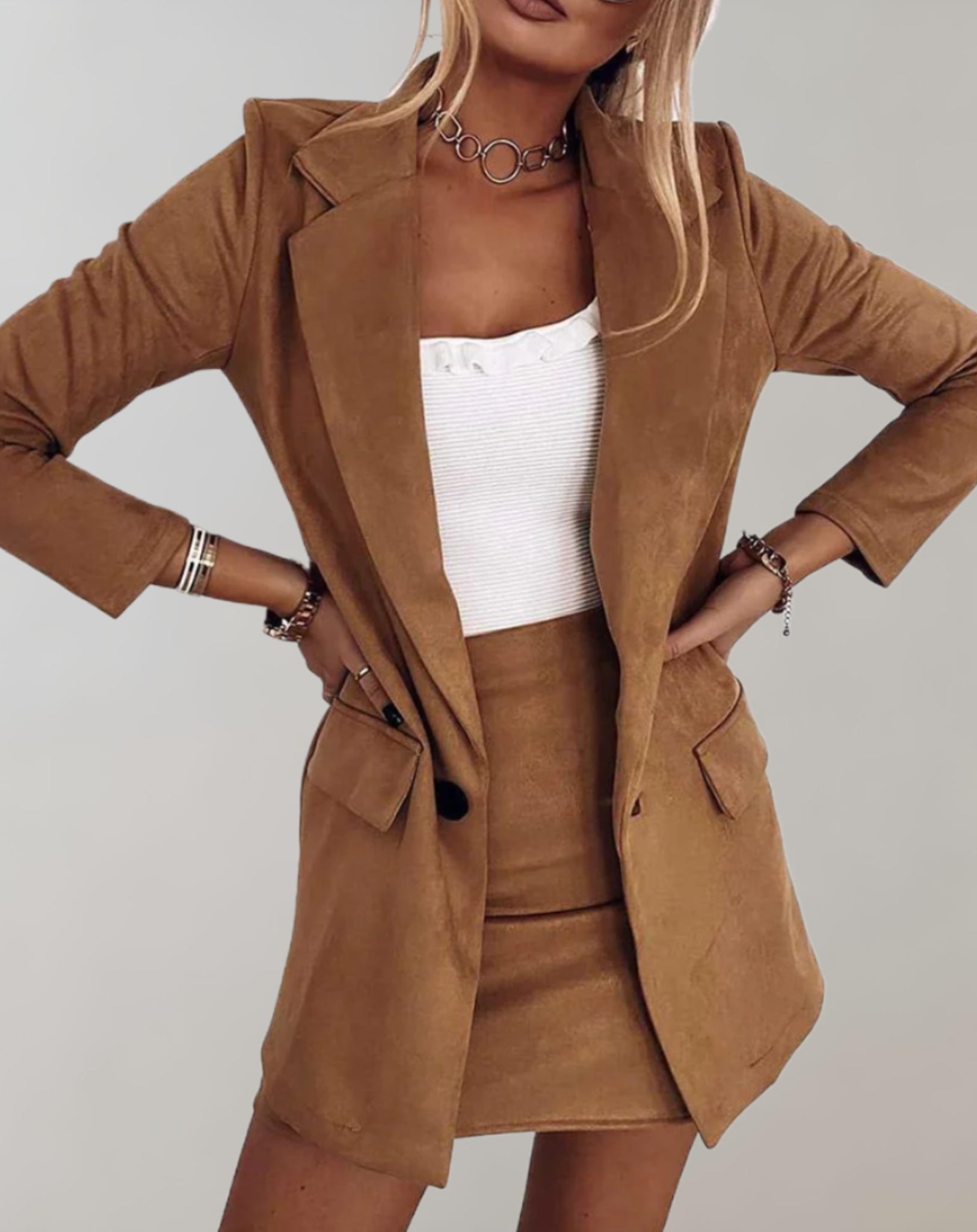 Valenzora | 2-Piece Set of Blazer and Mini Skirt for Women