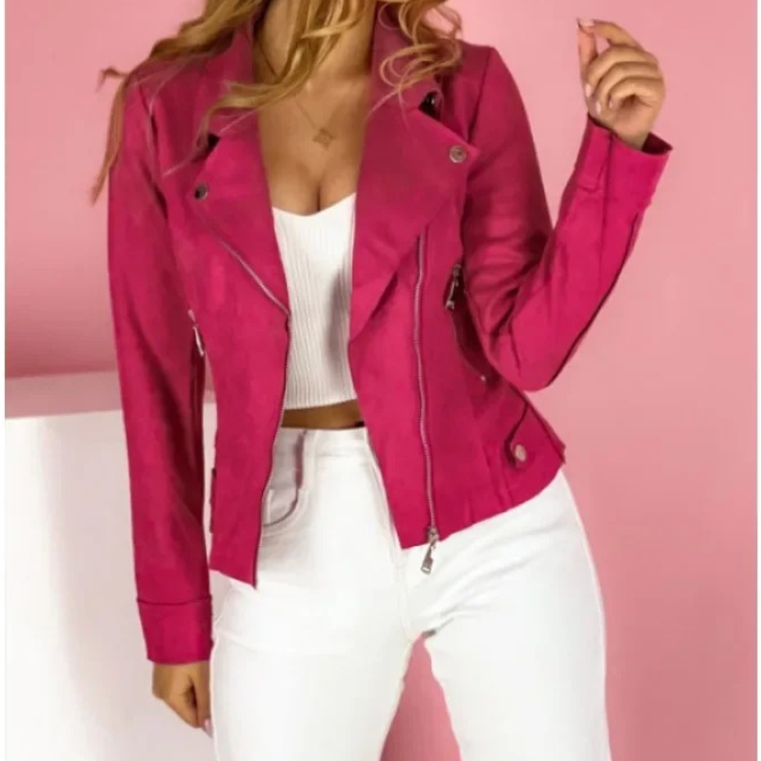 Valenzora - Damen Lederjacke mit Umlegekragen