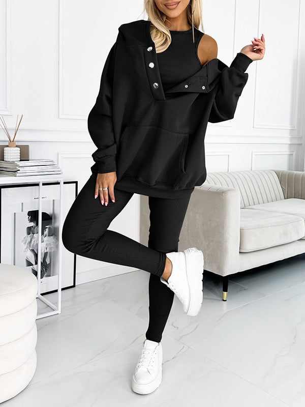 Valenzora | Set Oversize Hoodie Leggings Loungewear Set Women's Clothing
