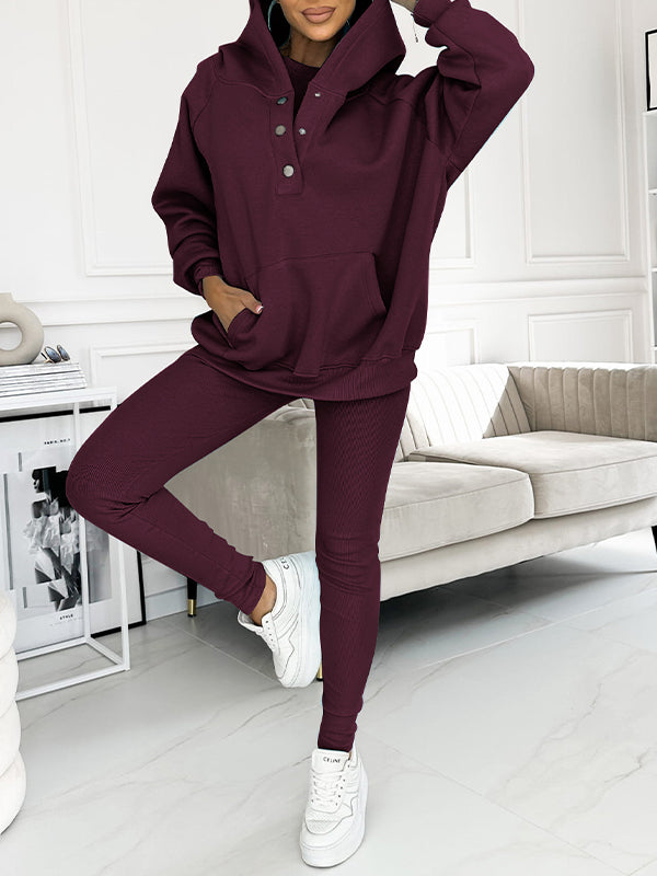 Valenzora | Set Oversize Hoodie Leggings Loungewear Set Women's Clothing