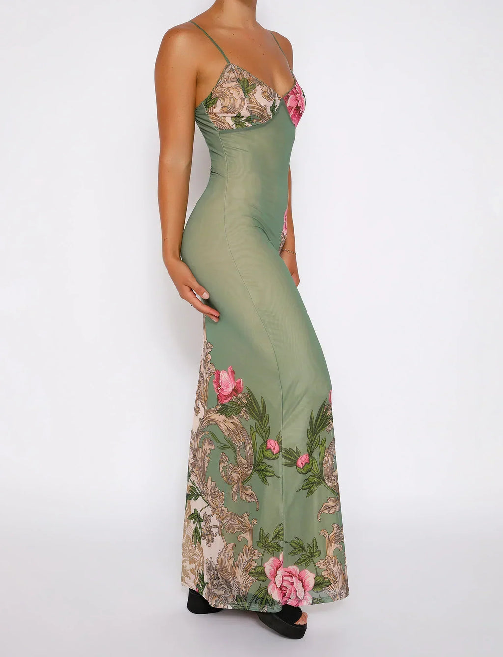Valenzora | Floral Green Lace Dress