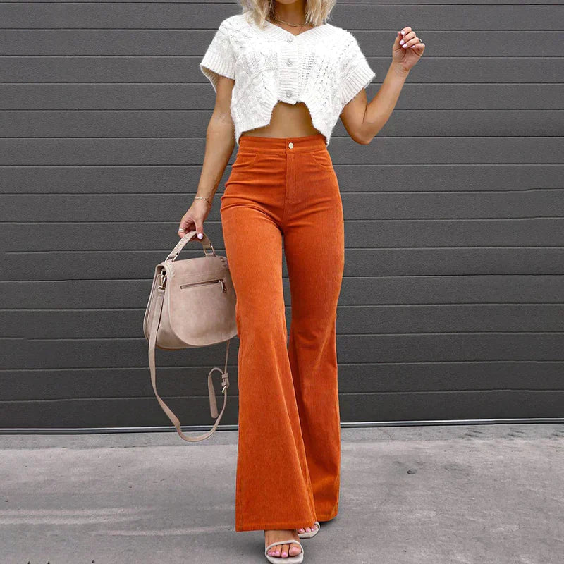 Valenzora | Corduroy trousers - High-waisted women's trousers for a trendy look