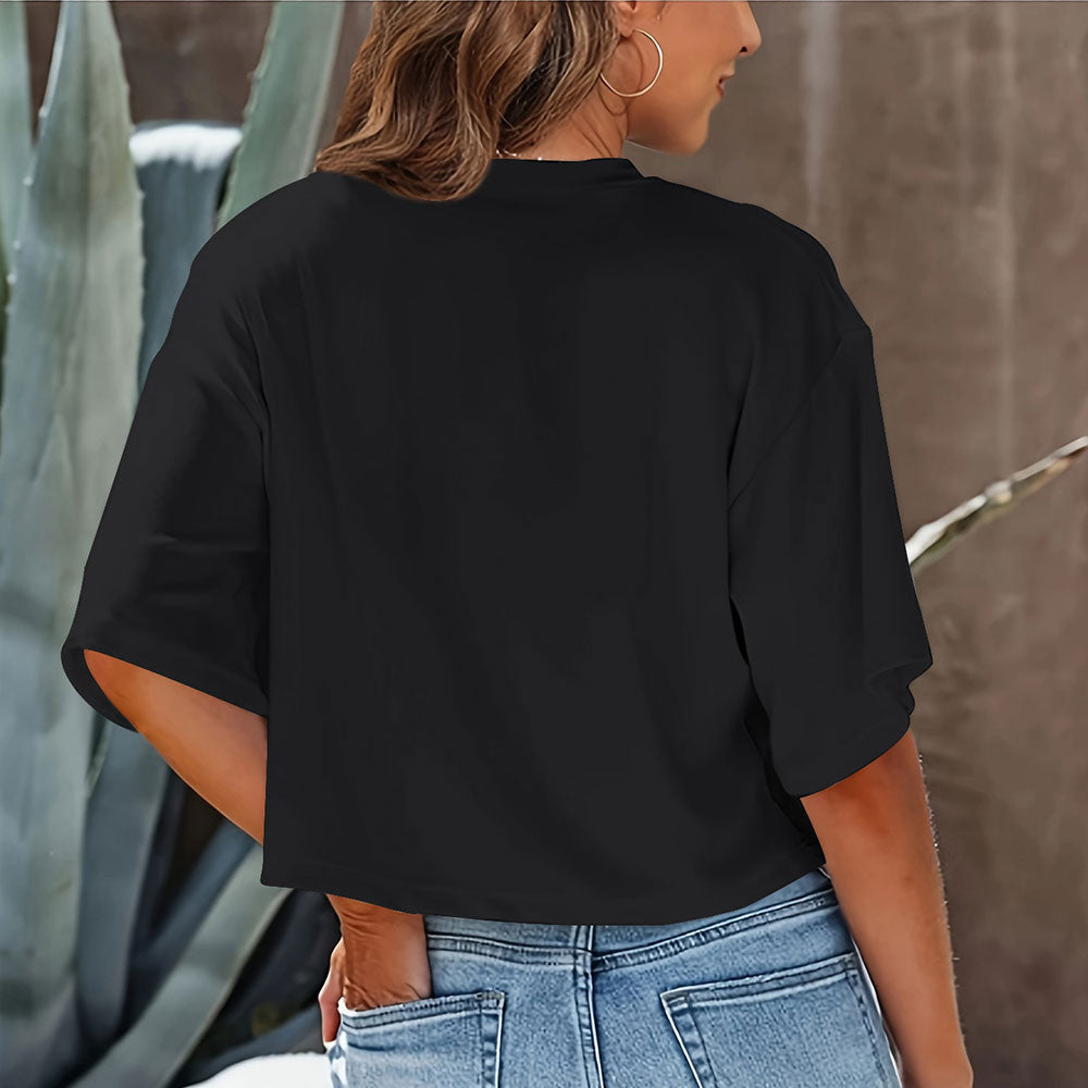 Valenzora | Casual, solid-color, short-sleeved T-shirt with a round neck for women