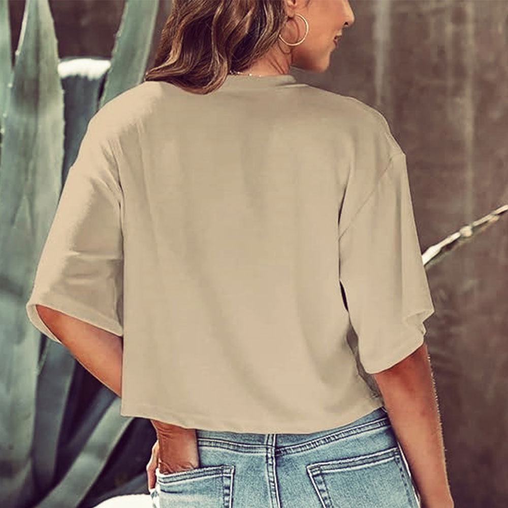Valenzora | Casual, solid-color, short-sleeved T-shirt with a round neck for women