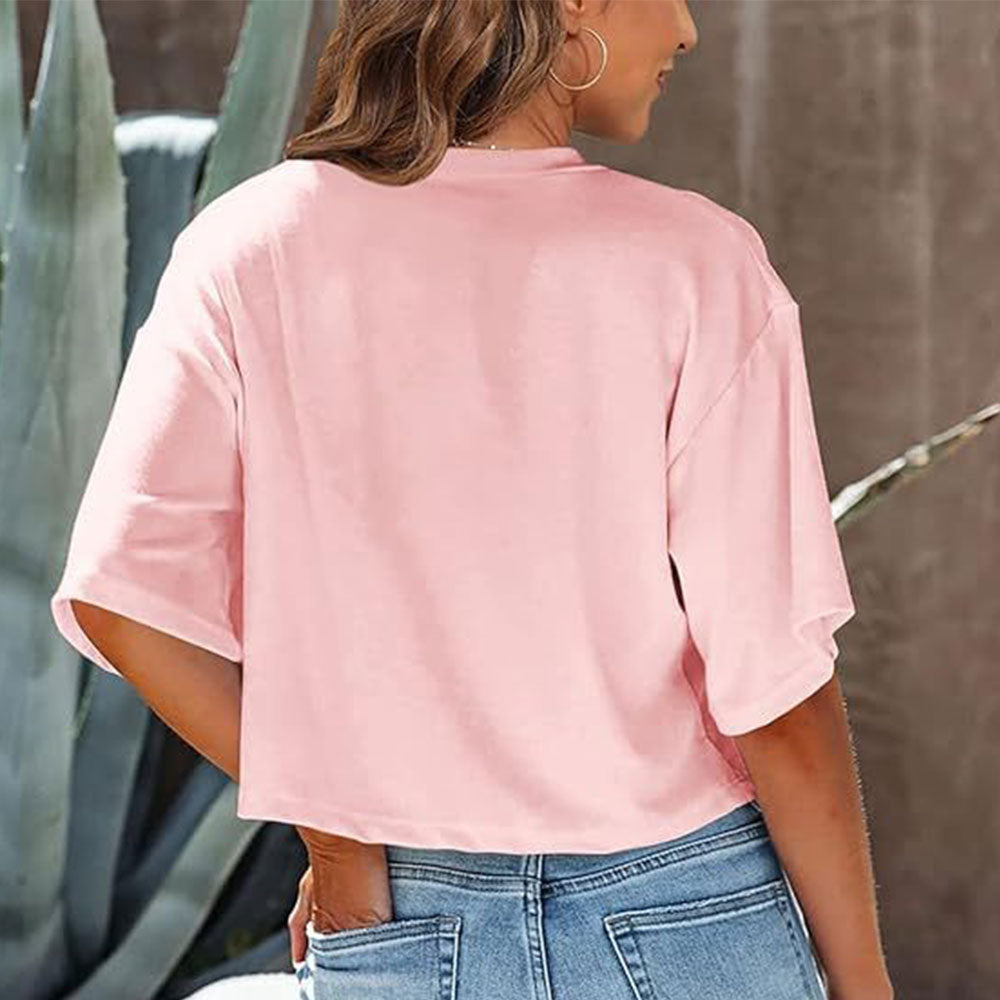 Valenzora | Casual, solid-color, short-sleeved T-shirt with a round neck for women